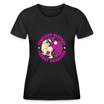 Ferret polecat cute - Women's Functional T-Shirt - black - Front - AI Model Female 172 light (172cm)