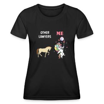 Autres avocats Me Licorne Cheval - T-shirt sport Femme - noir - Devant - AI Model Female 172 light (172cm)