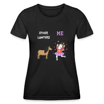 Autres avocats Me Licorne Cheval - T-shirt sport Femme - noir - Devant - AI Model Female 172 light (172cm)