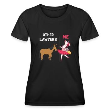 Autres avocats Me Licorne Cheval - T-shirt sport Femme - noir - Devant - AI Model Female 172 light (172cm)