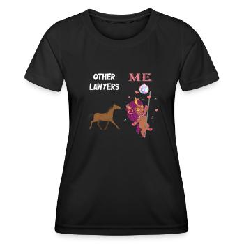 Autres avocats Me Licorne Cheval - T-shirt sport Femme - noir - Devant - AI Model Female 172 light (172cm)