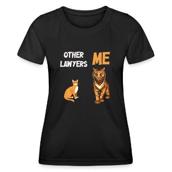Autres avocats Me Tiger Cat - T-shirt sport Femme - noir - Devant - AI Model Female 172 light (172cm)