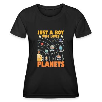 Nur ein Junge, der das Sonnensystem der Planeten liebt - Frauen Funktions-T-Shirt - Schwarz - Vorne - AI Model Female 172 light (172cm)