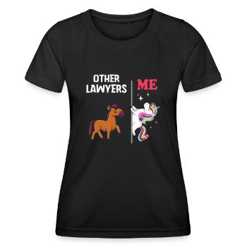Autres avocats Me Licorne Cheval - T-shirt sport Femme - noir - Devant - AI Model Female 172 light (172cm)