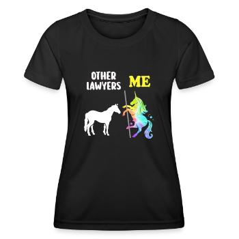 Autres avocats Me Licorne Cheval - T-shirt sport Femme - noir - Devant - AI Model Female 172 light (172cm)