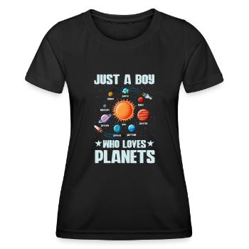 Juste un garçon qui aime les planètes du système solaire - T-shirt sport Femme - noir - Devant - AI Model Female 172 light (172cm)