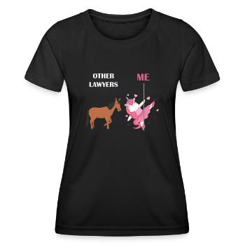 Autres avocats Me Licorne Cheval - T-shirt sport Femme - noir - Devant - AI Model Female 172 light (172cm)