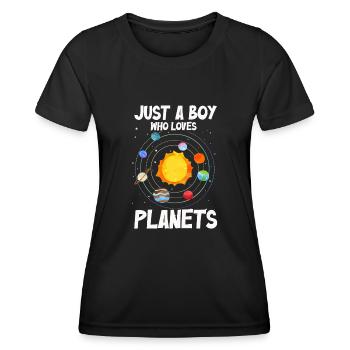 Nur ein Junge, der das Sonnensystem der Planeten liebt - Frauen Funktions-T-Shirt - Schwarz - Vorne - AI Model Female 172 light (172cm)