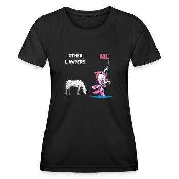 Autres avocats Me Licorne Cheval - T-shirt sport Femme - noir - Devant - AI Model Female 172 light (172cm)