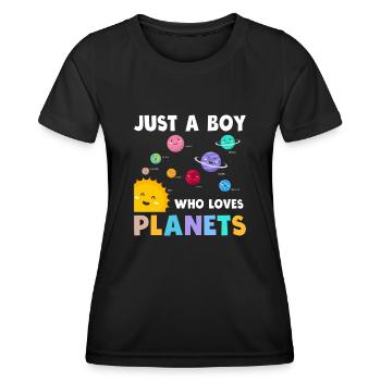 Nur ein Junge, der das Sonnensystem der Planeten liebt - Frauen Funktions-T-Shirt - Schwarz - Vorne - AI Model Female 172 light (172cm)
