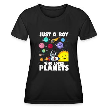 Nur ein Junge, der das Sonnensystem der Planeten liebt - Frauen Funktions-T-Shirt - Schwarz - Vorne - AI Model Female 172 light (172cm)