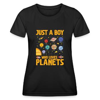 Juste un garçon qui aime les planètes du système solaire - T-shirt sport Femme - noir - Devant - AI Model Female 172 light (172cm)