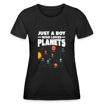 Nur ein Junge, der das Sonnensystem der Planeten liebt - Frauen Funktions-T-Shirt - Schwarz - Vorne - AI Model Female 172 light (172cm)