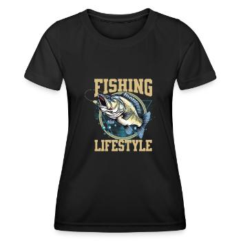 Mode de vie de la pêche - T-shirt sport Femme - noir - Devant - AI Model Female 172 light (172cm)