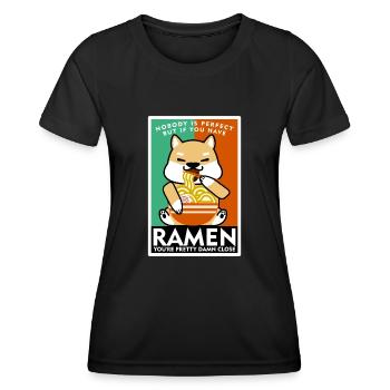 Ramen noodles dog with noodle soup - Women's Functional T-Shirt - black - Front - AI Model Female 172 light (172cm)