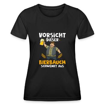 Vorsicht dieser Bierbauch schwenkt aus - Frauen Funktions-T-Shirt - Schwarz - Vorne - AI Model Female 172 light (172cm)