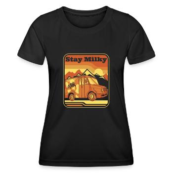 Cow Milk Milky Milk Truck - Women's Functional T-Shirt - black - Front - AI Model Female 172 light (172cm)