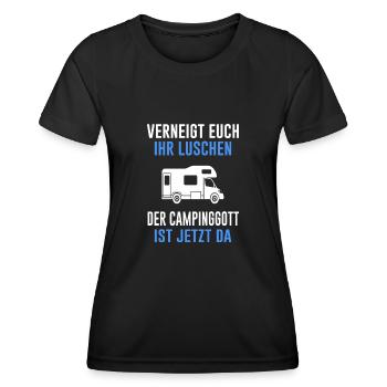 Camping lustiger Spruch Camper - Frauen Funktions-T-Shirt - Schwarz - Vorne - AI Model Female 172 light (172cm)