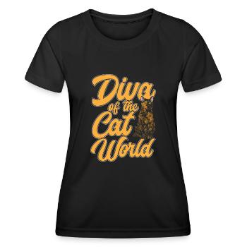 Schildpatt Katze Tortoiseshell Cat Tortie - Frauen Funktions-T-Shirt - Schwarz - Vorne - AI Model Female 172 light (172cm)
