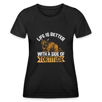 Schildpatt Katze Tortoiseshell Cat Tortie - Frauen Funktions-T-Shirt - Schwarz - Vorne - AI Model Female 172 light (172cm)