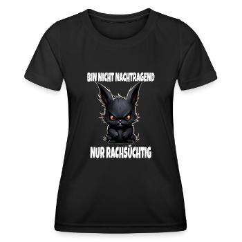 Nicht Nachtragend - Rachsüchtig Sarkasmus Hase - Frauen Funktions-T-Shirt - Schwarz - Vorne - AI Model Female 172 light (172cm)