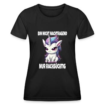 Nicht Nachtragend Nur Rachsüchtig Süßes Einhorn - Frauen Funktions-T-Shirt - Schwarz - Vorne - AI Model Female 172 light (172cm)