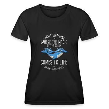 Meeressäuger für Orca-Beobachtung und Buckelwal - Frauen Funktions-T-Shirt - Schwarz - Vorne - AI Model Female 172 light (172cm)