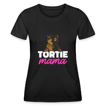 Schildpatt Katze Tortoiseshell Cat Tortie - Frauen Funktions-T-Shirt - Schwarz - Vorne - AI Model Female 172 light (172cm)
