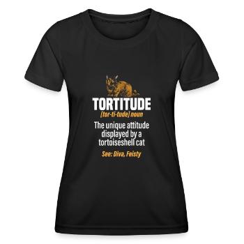 Schildpatt Katze Tortoiseshell Cat Tortie - Frauen Funktions-T-Shirt - Schwarz - Vorne - AI Model Female 172 light (172cm)