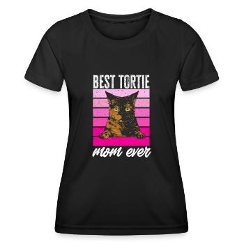 Schildpatt Katze Tortoiseshell Cat Tortie - Frauen Funktions-T-Shirt - Schwarz - Vorne - AI Model Female 172 light (172cm)