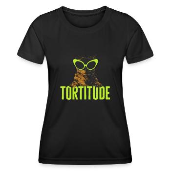Schildpatt Katze Tortoiseshell Cat Tortie - Frauen Funktions-T-Shirt - Schwarz - Vorne - AI Model Female 172 light (172cm)