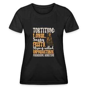 Schildpatt Katze Tortoiseshell Cat Tortie - Frauen Funktions-T-Shirt - Schwarz - Vorne - AI Model Female 172 light (172cm)