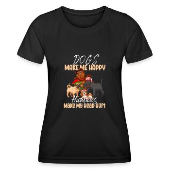 Dogs Make Me Happy Human Make My Head Hurt Doglove - Women's Functional T-Shirt - black - Front - AI Model Female 172 light (172cm)