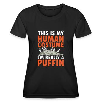 puffin puffin auke birds Lunde - Women's Functional T-Shirt - black - Front - AI Model Female 172 light (172cm)