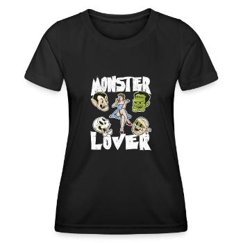 Monster Liebhaber Skelett Lustig Halloween Party - Frauen Funktions-T-Shirt - Schwarz - Vorne - AI Model Female 172 light (172cm)
