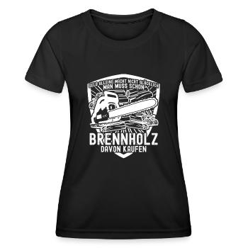 Feuerholz Kamin Lagerfeuer Brennholz - Frauen Funktions-T-Shirt - Schwarz - Vorne - AI Model Female 172 light (172cm)