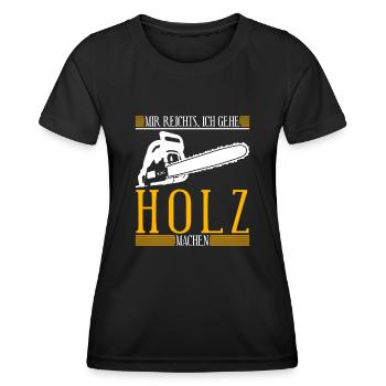 Brennholz Kamin Ofen Feuerholz Motorsäge - Frauen Funktions-T-Shirt - Schwarz - Vorne - AI Model Female 172 light (172cm)