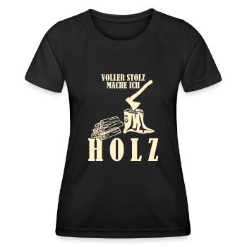 Brennholz Kamin Feuer Holz Feuerholz - Frauen Funktions-T-Shirt - Schwarz - Vorne - AI Model Female 172 light (172cm)