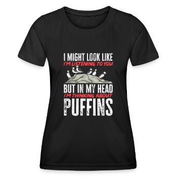puffin puffin auke birds Lunde - Women's Functional T-Shirt - black - Front - AI Model Female 172 light (172cm)