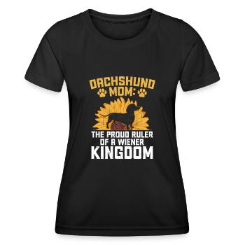 Dackel Mama Die stolze Herrscherin eines Wiener Königreichs - Frauen Funktions-T-Shirt - Schwarz - Vorne - AI Model Female 172 light (172cm)
