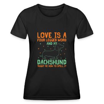 Liebe ist ein vierbeiniger Dackel Wiener Hund Lo - Frauen Funktions-T-Shirt - Schwarz - Vorne - AI Model Female 172 light (172cm)