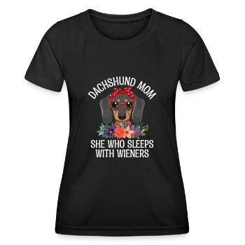 Dackel Mama Sie, die mit Wiener Hundebesitzer schläft - Frauen Funktions-T-Shirt - Schwarz - Vorne - AI Model Female 172 light (172cm)