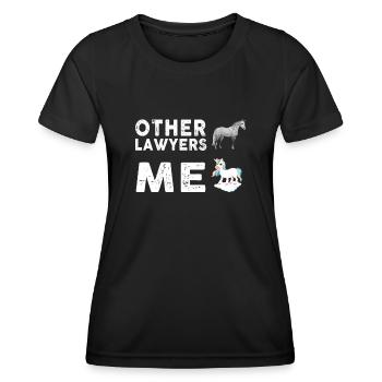 Autres avocats Me Licorne Cheval - T-shirt sport Femme - noir - Devant - AI Model Female 172 light (172cm)