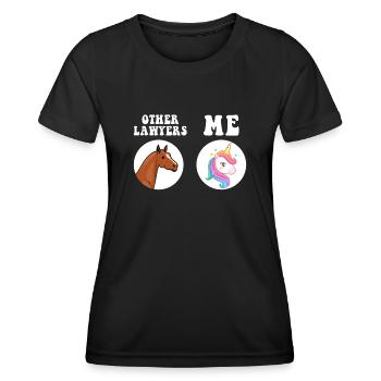 Autres avocats Me Licorne Cheval - T-shirt sport Femme - noir - Devant - AI Model Female 172 light (172cm)