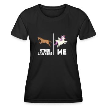 Autres avocats Me Licorne Cheval - T-shirt sport Femme - noir - Devant - AI Model Female 172 light (172cm)