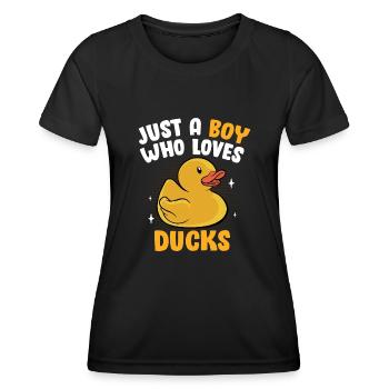 Just A Boy Who Loves Rubber Ducks Duckling Funny D - Frauen Funktions-T-Shirt - Schwarz - Vorne - AI Model Female 172 light (172cm)