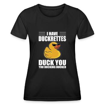 Canard en caoutchouc Canard jaune Canard de bain J’ai Duc - T-shirt sport Femme - noir - Devant - AI Model Female 172 light (172cm)