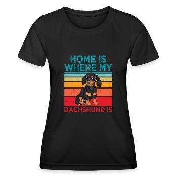 La maison est l’endroit où mon teckel est Dog Lover Dog Owner - T-shirt sport Femme - noir - Devant - AI Model Female 172 light (172cm)
