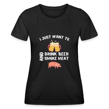 Je veux juste boire de la bière et fumer de la viande - T-shirt sport Femme - noir - Devant - AI Model Female 172 light (172cm)