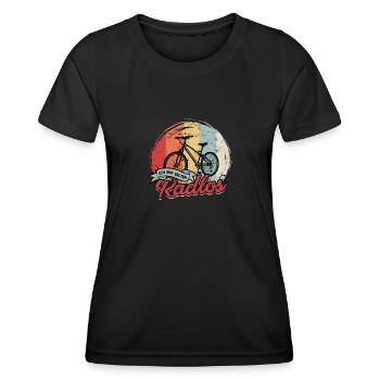 Ich Bin selten Radlos - Radfahren - Frauen Funktions-T-Shirt - Schwarz - Vorne - AI Model Female 172 light (172cm)